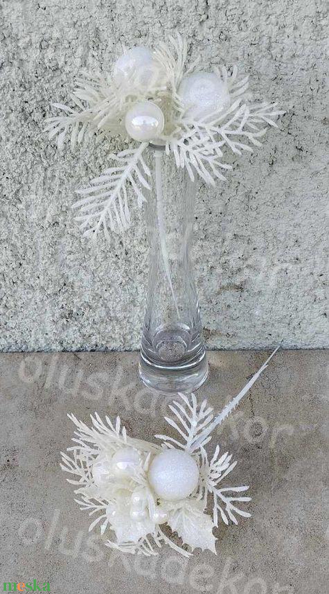 Bogyós, leveles, csiriviris, glitteres pick, karácsonyi hobby, kreatív, dekor műnövény, 20cm - kellékek & szerszámok - dekorációs kellékek - egyéb kellékek - Meska.hu