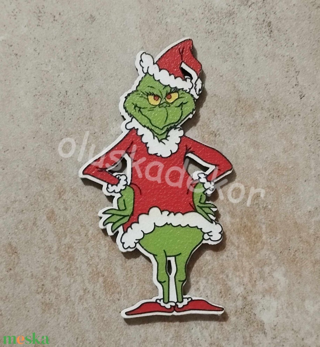 Grincs figura, nyomtatott tábla, karácsonyi dekor termék, 10cm - karácsony - karácsonyi lakásdekoráció - karácsonyi lakásdíszek - Meska.hu