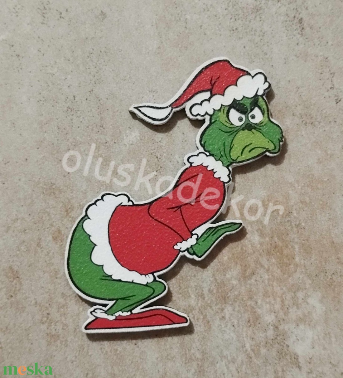 Grincs figura, nyomtatott tábla, karácsonyi dekor termék, 10cm - karácsony - karácsonyi lakásdekoráció - karácsonyi lakásdíszek - Meska.hu