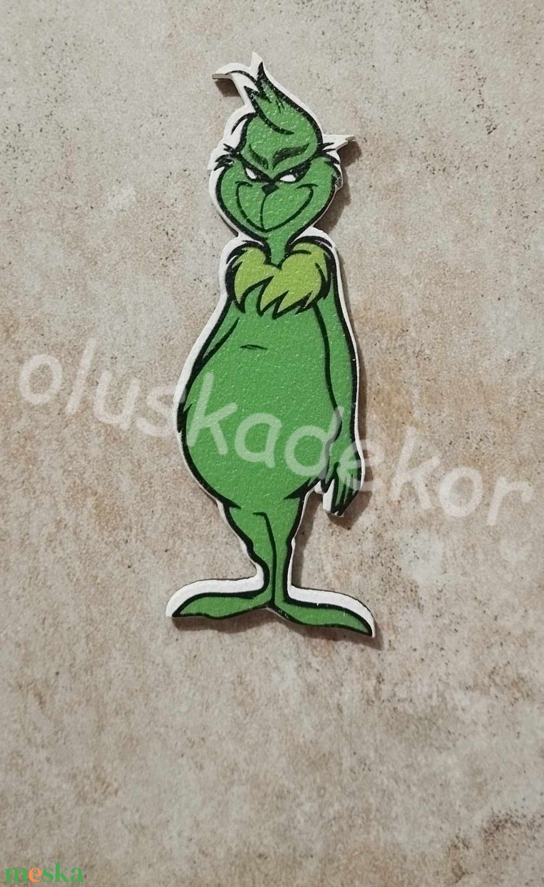 Grincs figura, nyomtatott tábla, karácsonyi dekor termék, 10cm - karácsony - karácsonyi lakásdekoráció - karácsonyi lakásdíszek - Meska.hu