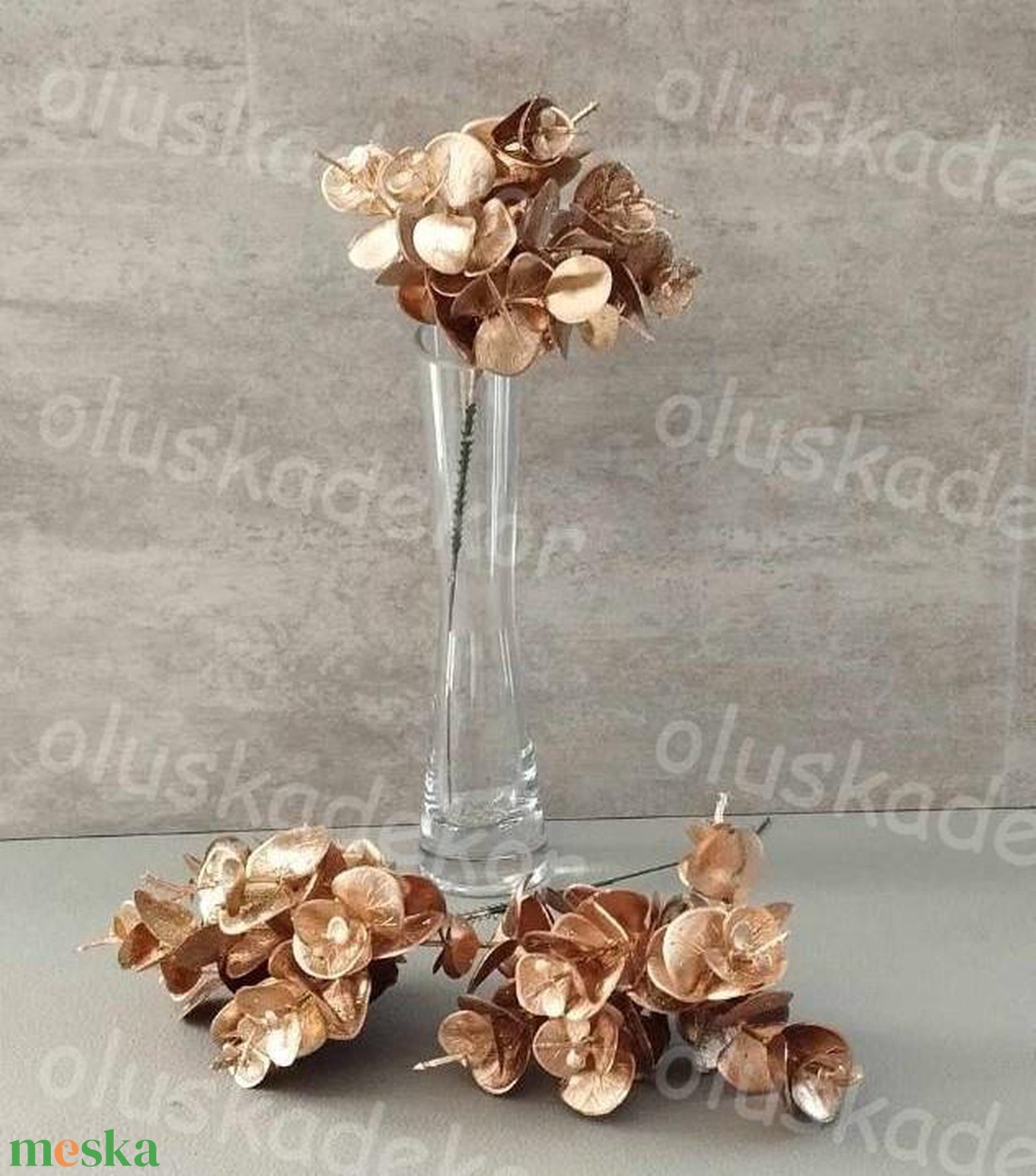 Eukalyptus pick metál színekben, karácsonyi dekorációs műnövény, 25cm - kellékek & szerszámok - dekorációs kellékek - egyéb kellékek - Meska.hu