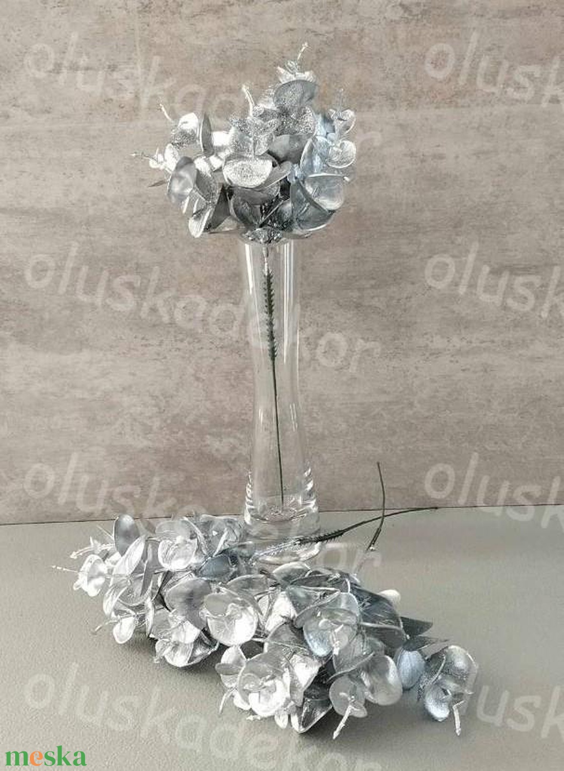 Eukalyptus pick metál színekben, karácsonyi dekorációs műnövény, 25cm - kellékek & szerszámok - dekorációs kellékek - egyéb kellékek - Meska.hu