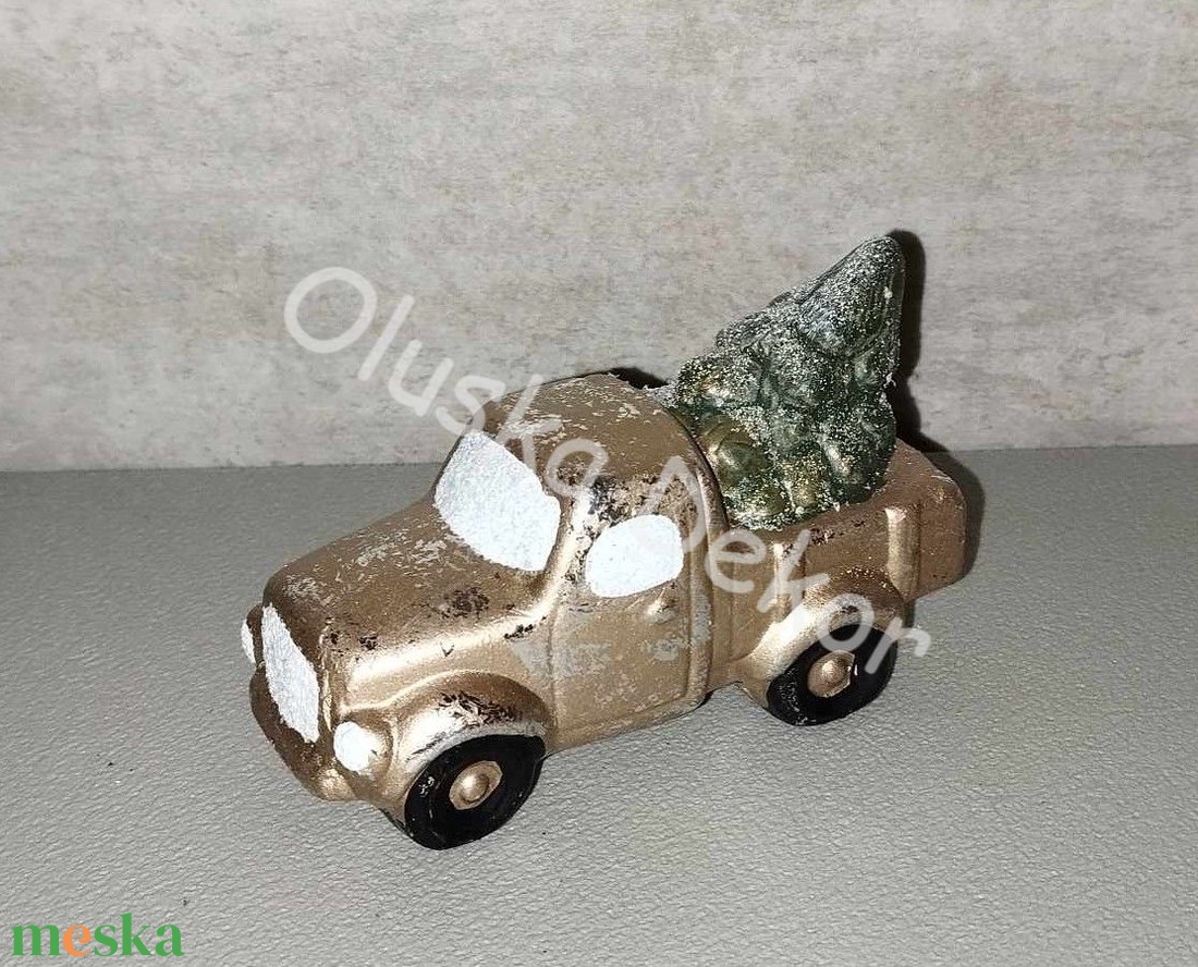 VW bogárhátú, kisautó, pick-up, karácsonyi, adventi dekoráció, 8cm - kellékek & szerszámok - dekorációs kellékek - figurák - Meska.hu