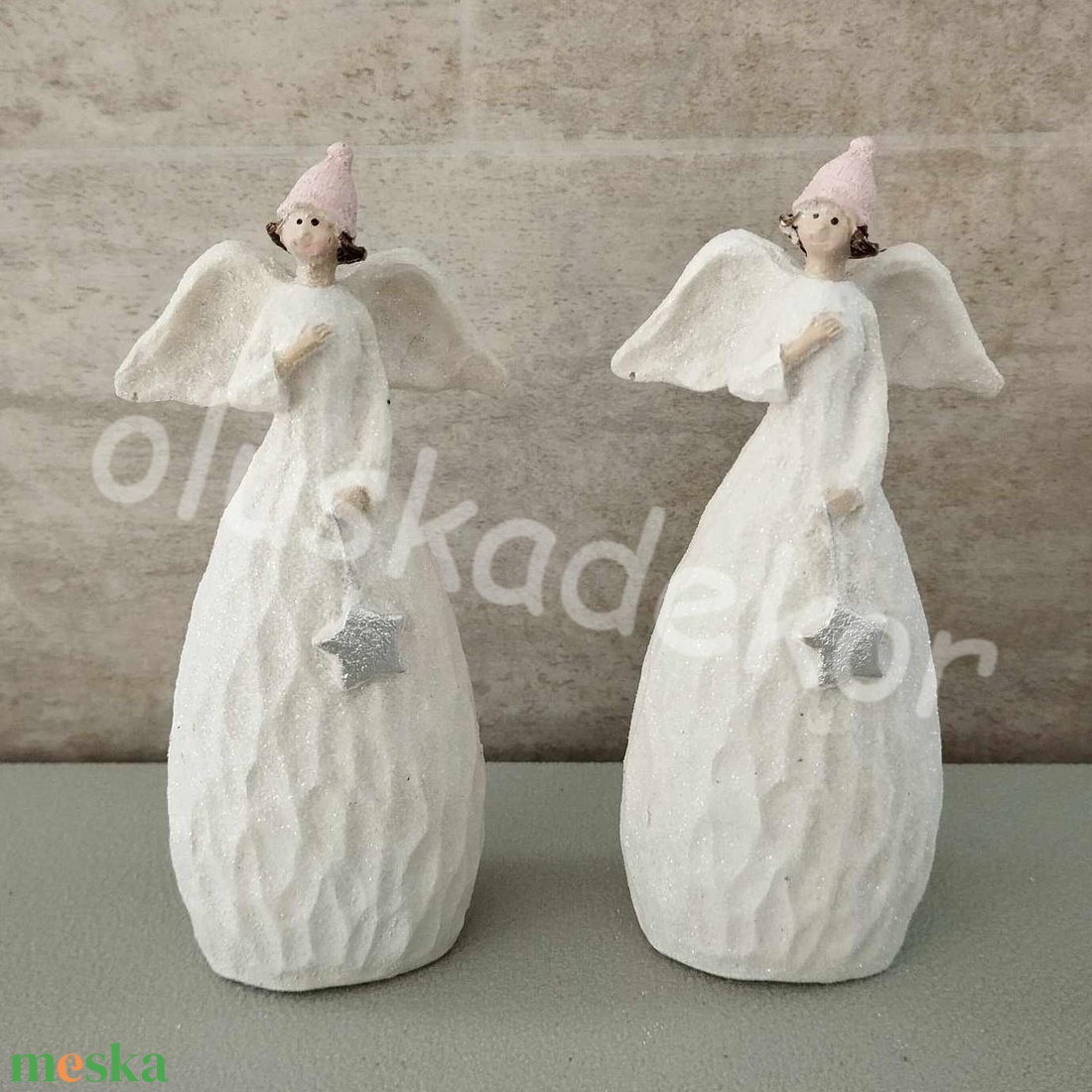 Angyal, kerámia figura, adventi, karácsonyi dekorációs kiegészítő, 12cm - karácsony - karácsonyi lakásdekoráció - karácsonyi lakásdíszek - Meska.hu