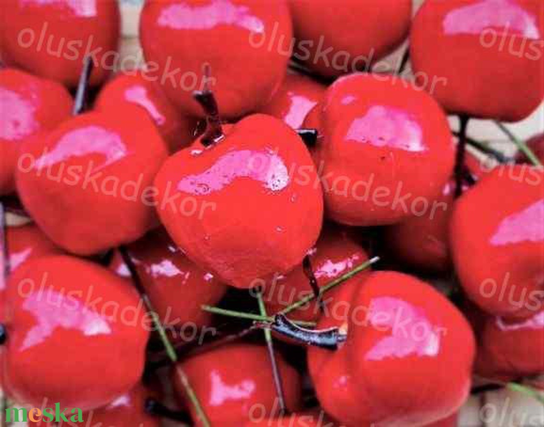 Alma, piros, gyümölcs, karácsonyi dekorációs alapanyag, 3 x 4 cm - karácsony - karácsonyi lakásdekoráció - karácsonyi lakásdíszek - Meska.hu