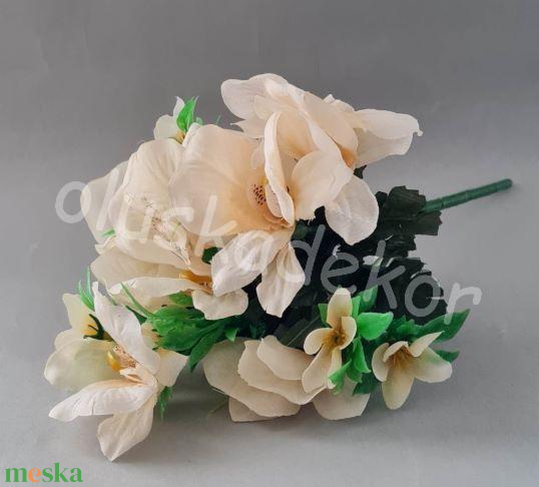 Orchidea selyem virágcsokor, művirág, dekorációs alapanyag, 27cm - kellékek & szerszámok - dekorációs kellékek - egyéb kellékek - Meska.hu