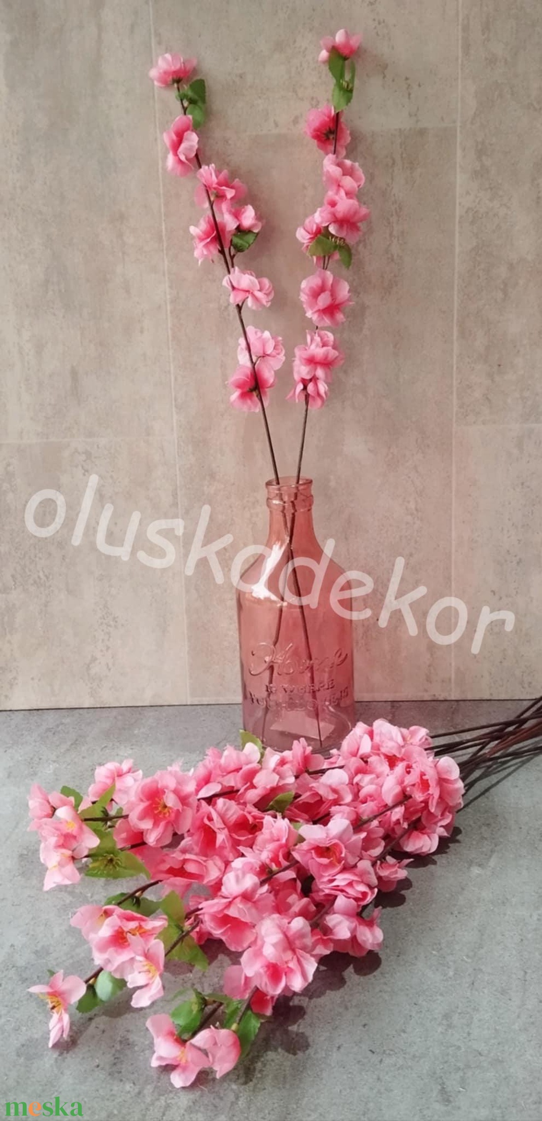 Barackág, cseresznyevirág, tavaszi, húsvéti selyem dekorációs műnövény, vessző, 58cm - kellékek & szerszámok - dekorációs kellékek - egyéb kellékek - Meska.hu