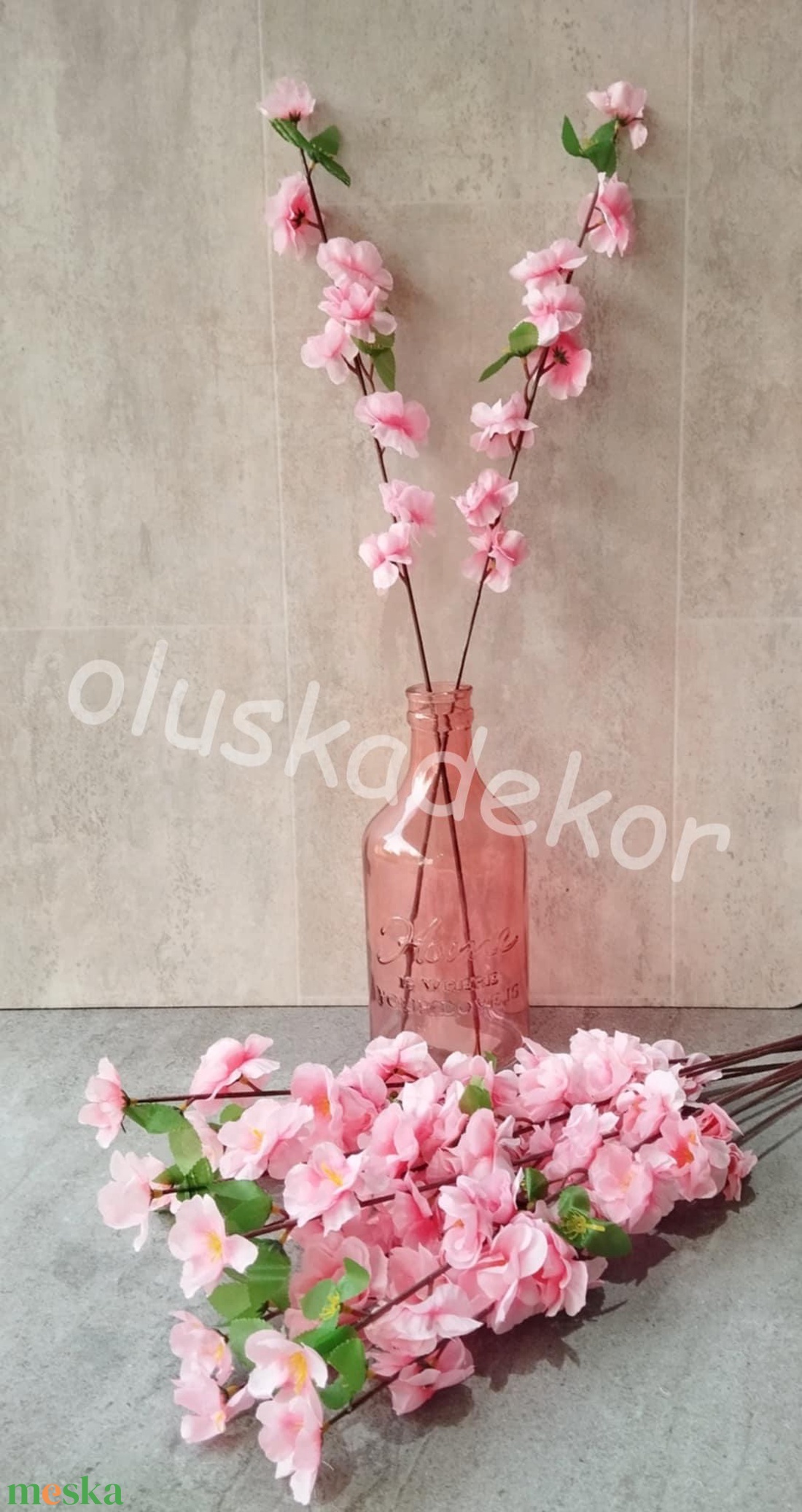 Barackág, cseresznyevirág, tavaszi, húsvéti selyem dekorációs műnövény, vessző, 58cm - kellékek & szerszámok - dekorációs kellékek - egyéb kellékek - Meska.hu