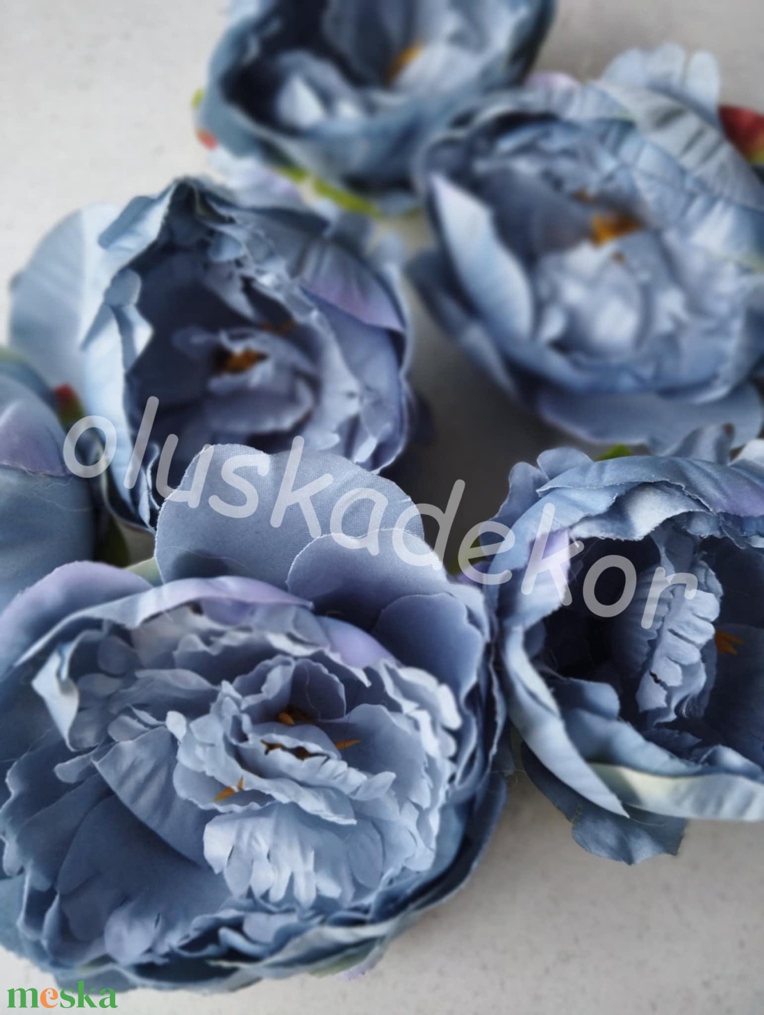 Peony, Peóni, Bazsarózsa, kék, selyem, dekorációs virágfej, növény, 10cm - kellékek & szerszámok - dekorációs kellékek - virágfej - Meska.hu