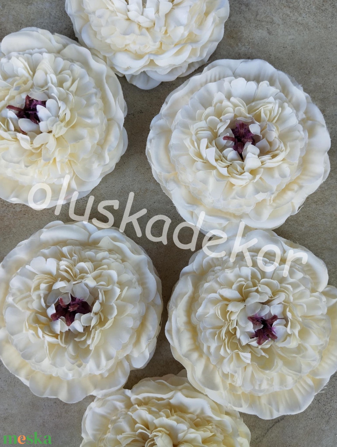 Peony, 5db./cs., nyílott virágfej, selyemvirág, dekorációs alapanyag, 9cm - kellékek & szerszámok - dekorációs kellékek - virágfej - Meska.hu