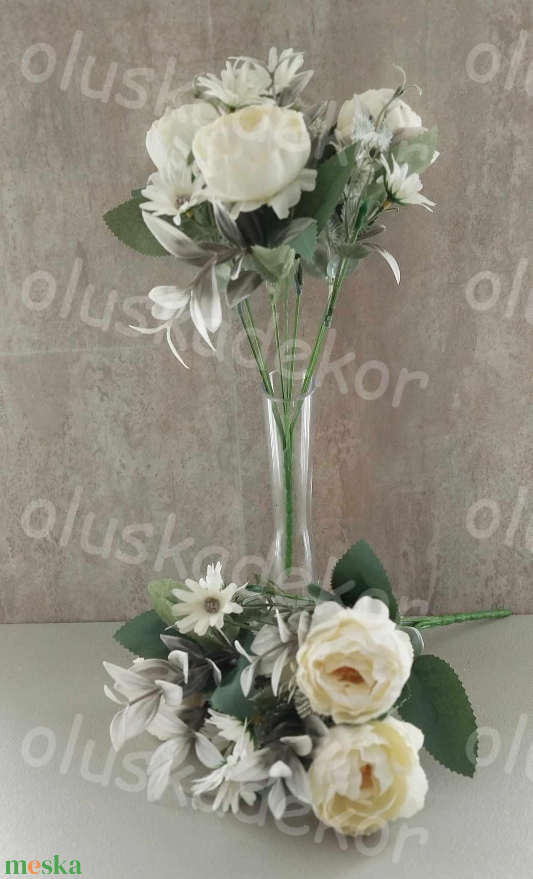 Peony, selyem virágcsokor, dekorációs kiegészítő, mű növény, 7 ágú, 35cm - kellékek & szerszámok - dekorációs kellékek - virágfej - Meska.hu