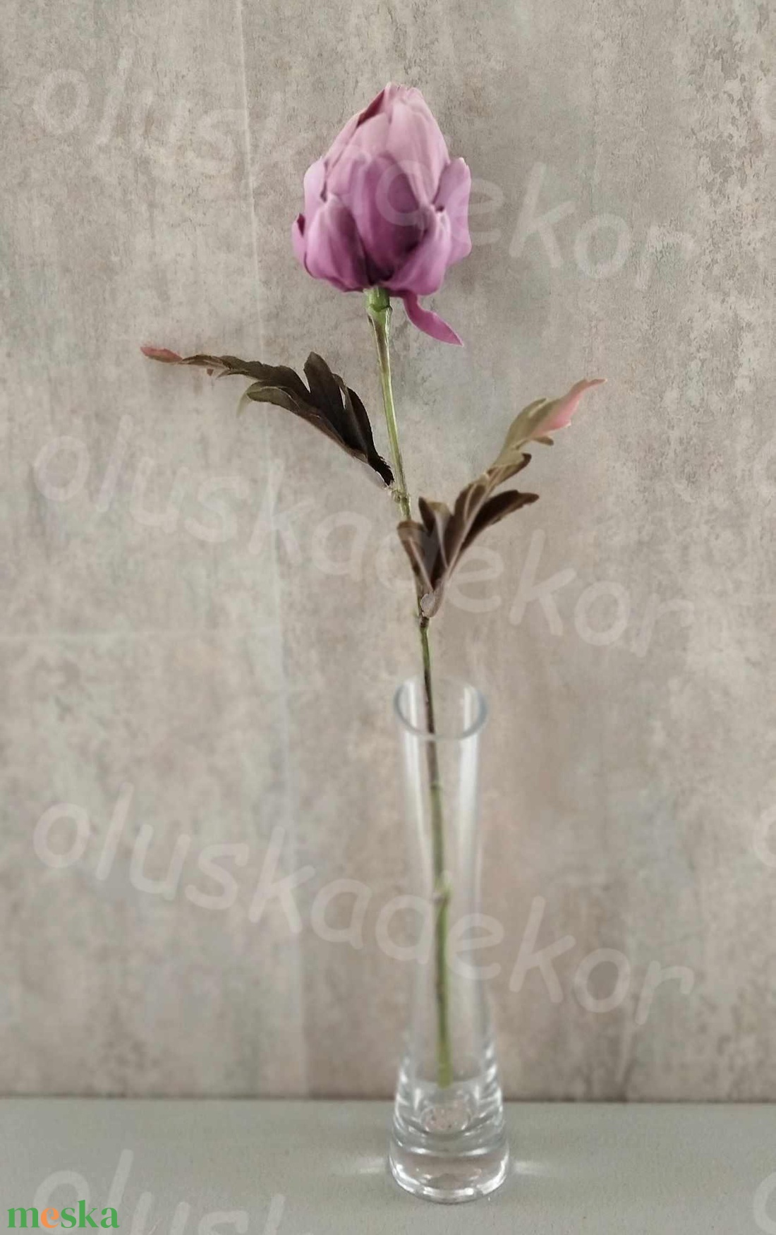 Protea, selyem szálas dekor növény, menta, rózsaszín, lila, 36cm - otthon & életmód - dekoráció - virágdísz és tartó - csokor & virágdísz - Meska.hu