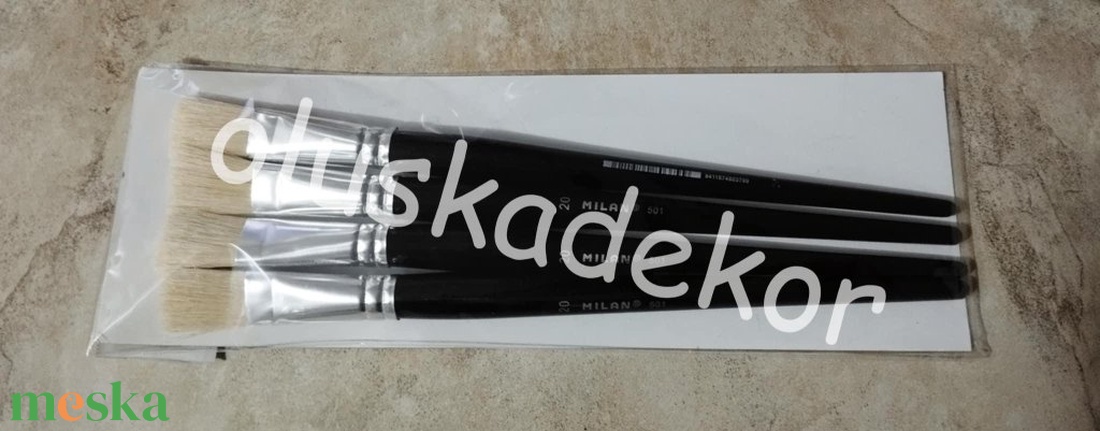 Ecset, lapos, Milan, dekupázs ecset több méretben, dekorációs alapanyag - kellékek & szerszámok - dekorációs kellékek - egyéb kellékek - Meska.hu
