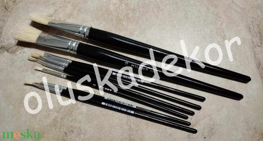 Ecset, lapos, Milan, dekupázs ecset több méretben, dekorációs alapanyag - kellékek & szerszámok - dekorációs kellékek - egyéb kellékek - Meska.hu