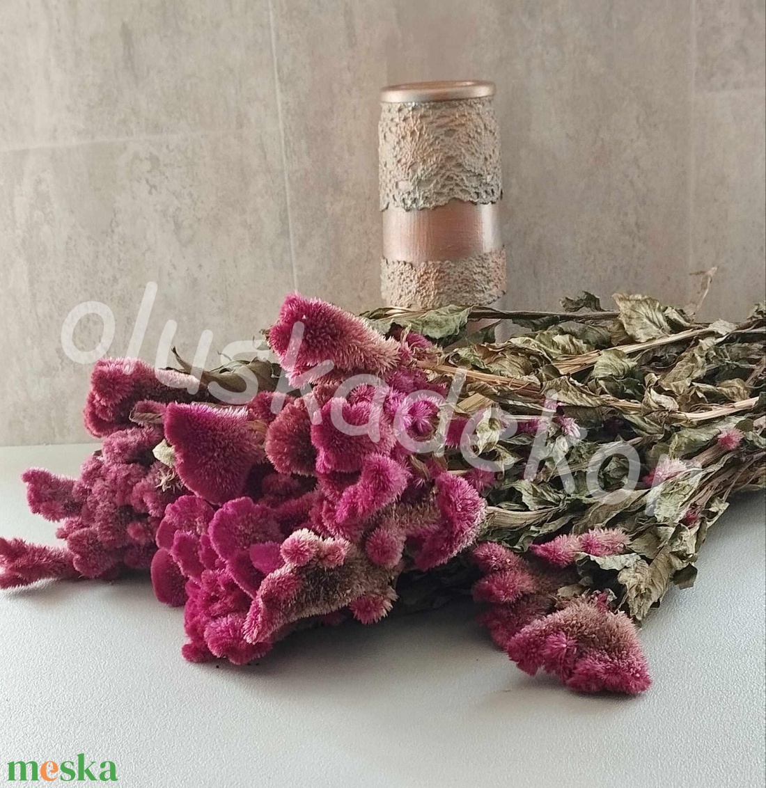 Kakastaréj, Celosia chief, száras, magenta, rózsaszín, szárazvirág, dekor - kellékek & szerszámok - dekorációs kellékek - egyéb kellékek - Meska.hu