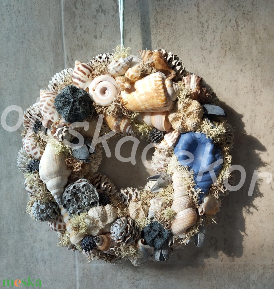 Kagylós, csigás, nyári, tengeres, ajtódísz, kopogtató 2 - otthon & életmód - dekoráció - ajtó- és ablak dekoráció - ajtódísz & kopogtató - Meska.hu