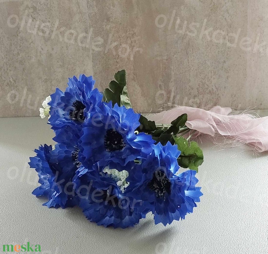 Búzavirág rezgővel, selyem dekornövény - otthon & életmód - virágdekoráció - virágok - szálas virág - Meska.hu