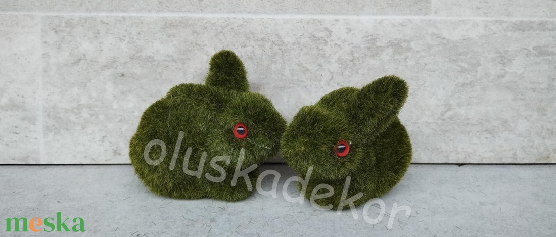 Nyuszi, zöld, fekvő, húsvéti dekorációs figura, alapanyag, 10x8 cm - kellékek & szerszámok - dekorációs kellékek - figurák - Meska.hu