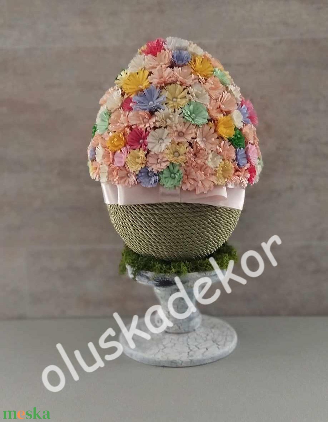 Óriás húsvéti tojás, húsvéti asztaldísz, kézműves dekoráció, 25cm - otthon & életmód - dekoráció - asztal és polc dekoráció - asztaldísz - Meska.hu