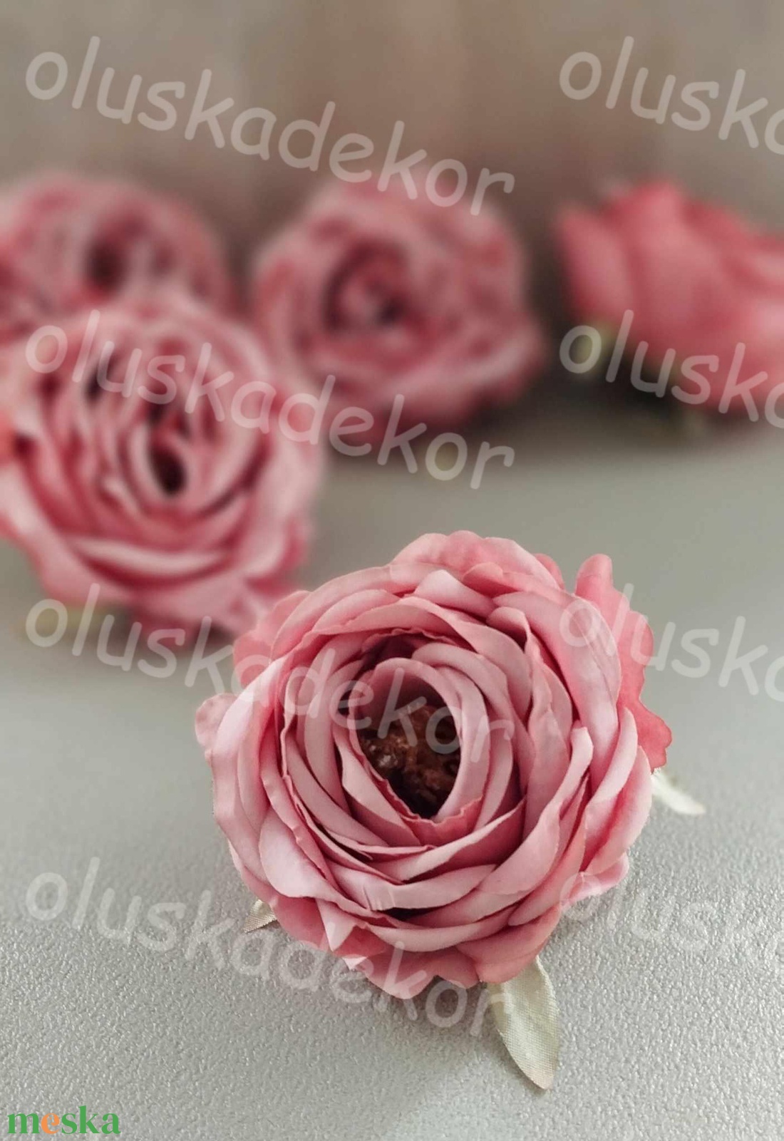 Rózsa virágfej, hervadt, selyem, dekorációs növény, dekor, fehér, barack, rózsaszín, 9cm - kellékek & szerszámok - dekorációs kellékek - virágfej - Meska.hu