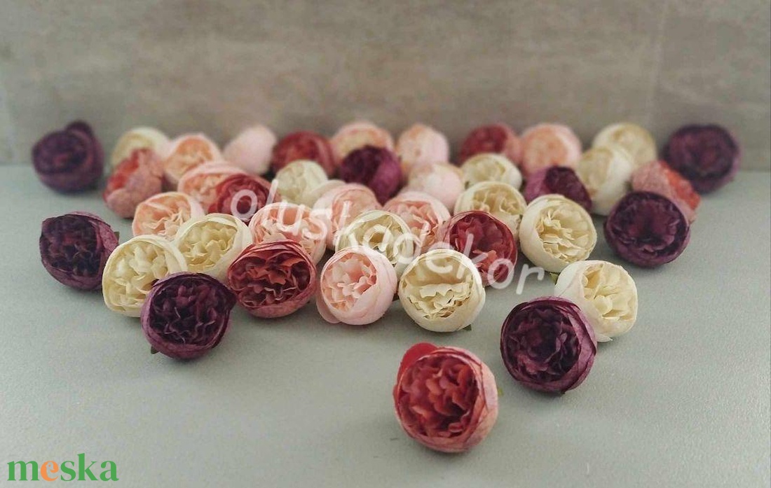 Peony, bazsarózsa, peoni virágfej, 5cm, dekorációs selyemvirág, 5db/cs. - kellékek & szerszámok - dekorációs kellékek - virágfej - Meska.hu