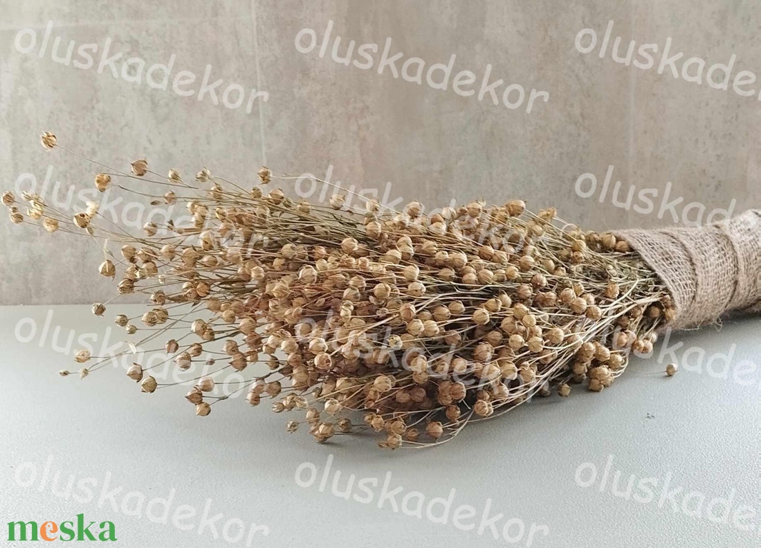 Len, szárított, natúr, dekor növény, kis kiszerelés, 100gr./cs. - kellékek & szerszámok - dekorációs kellékek - egyéb kellékek - Meska.hu