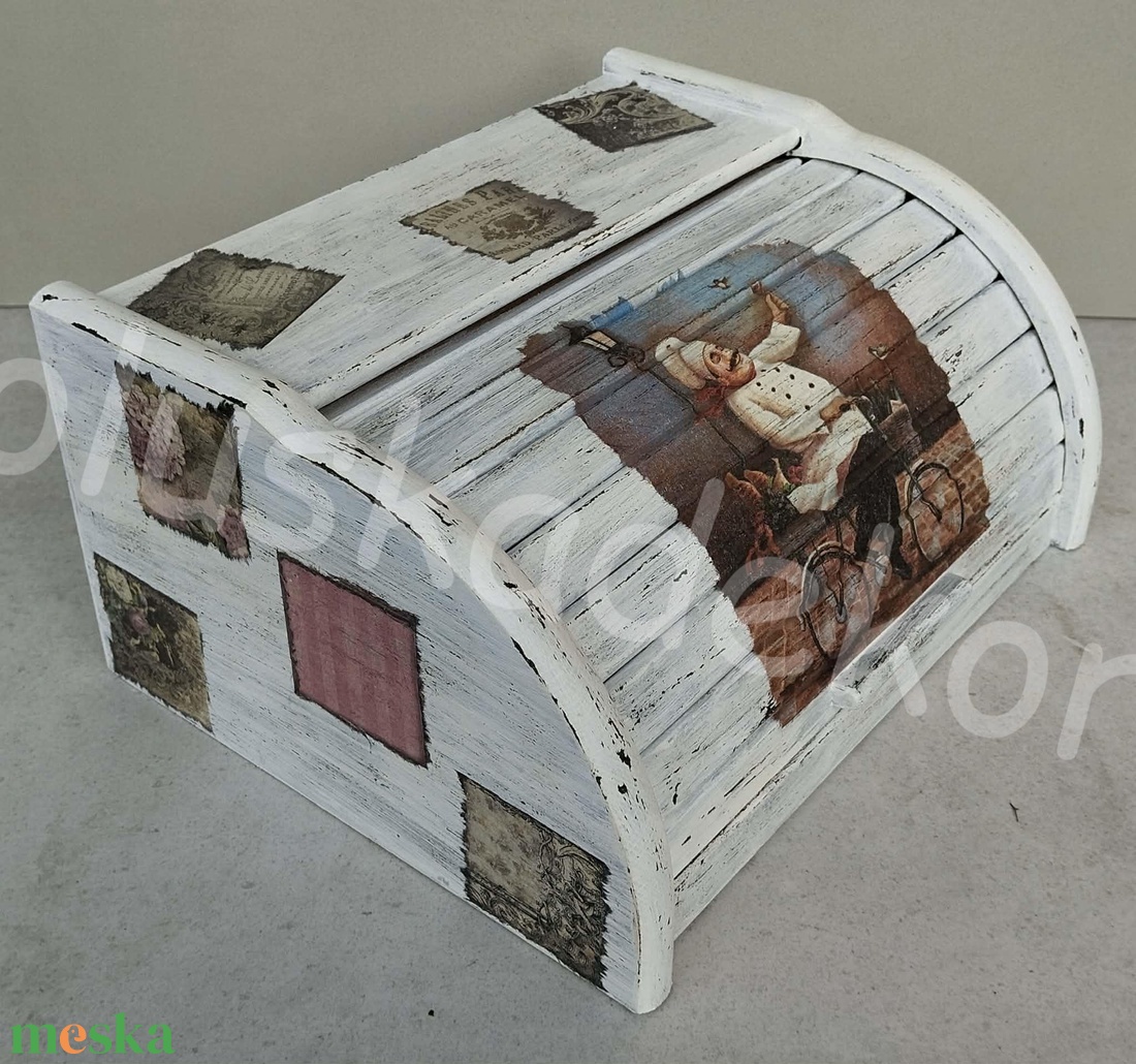 Fa kenyértartó, vintage, konyhai dekorációs kiegészítő - otthon & életmód - konyhafelszerelés, tálalás - konyhai tárolás - kenyértartó - Meska.hu