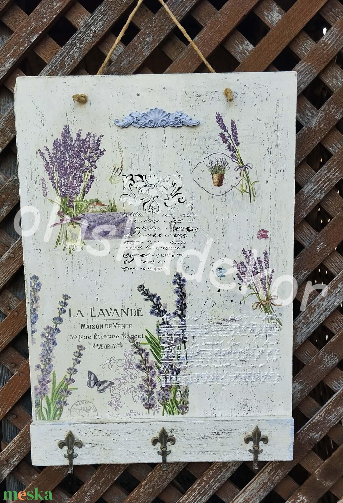 Levendulás, vintage stílusú konyhai kép, fali akasztó, 28x40cm, kézműves dekoráció - otthon & életmód - dekoráció - fali és függő dekoráció - falra akasztható dekor - Meska.hu