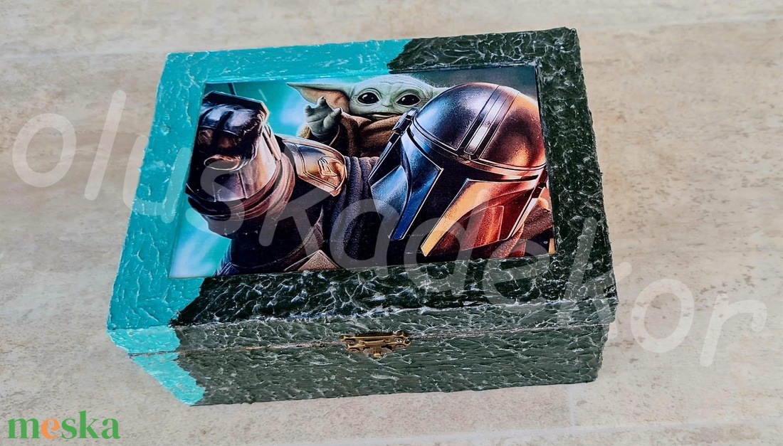 Star Wars, baby Yoda, Grogu, fa kincses láda, ékszeres doboz, nagy - otthon & életmód - dekoráció - asztal és polc dekoráció - díszdoboz - Meska.hu