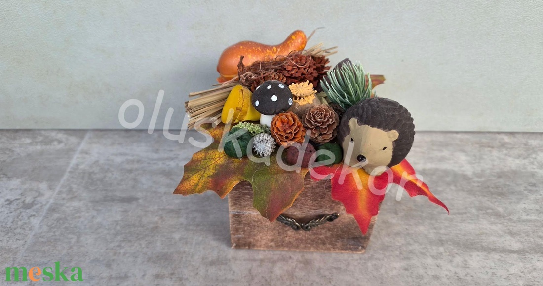 Sünis, tökös, gombás halloweeni, őszi, asztaldekoráció, 9x9cm - otthon & életmód - dekoráció - asztal és polc dekoráció - asztaldísz - Meska.hu