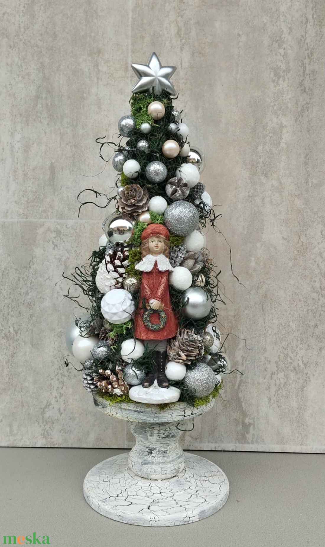 Vintage mini karácsonyfa, fenyőfa, karácsonyi asztaldísz, 41cm - karácsony - karácsonyi lakásdekoráció - karácsonyfa, grincsfa - Meska.hu