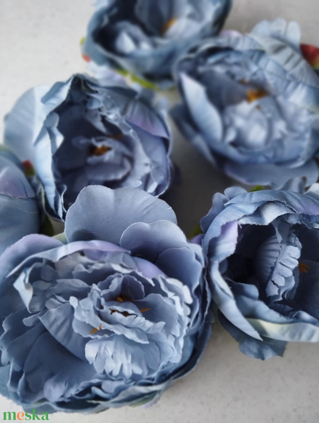 Peony, Peóni, Bazsarózsa, kék, selyem, dekorációs virágfej, növény, 10cm - kellékek & szerszámok - dekorációs kellékek - virágfej - Meska.hu