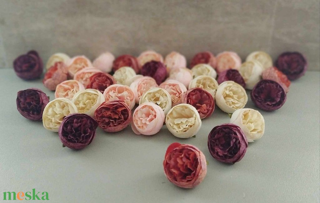 Peony, bazsarózsa, peoni virágfej, 5cm, dekorációs selyemvirág - kellékek & szerszámok - dekorációs kellékek - virágfej - Meska.hu
