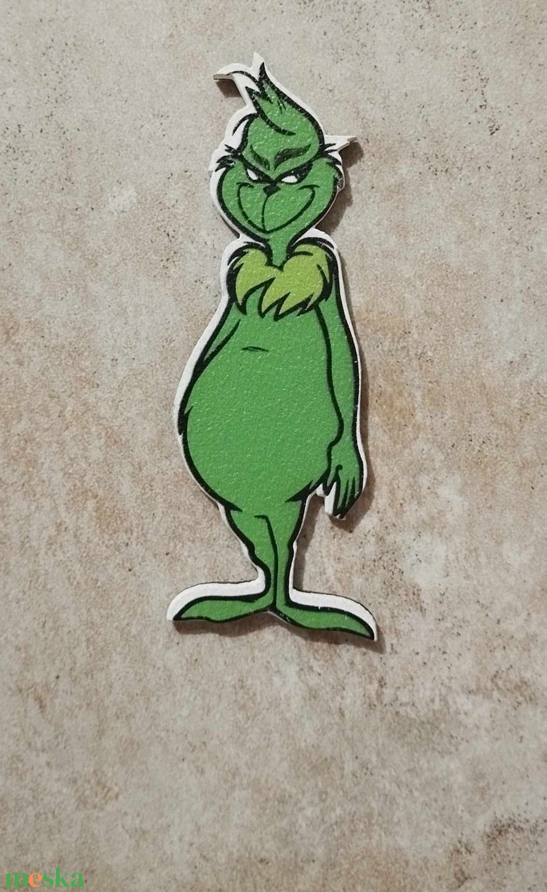 Grincs figura, nyomtatott tábla, karácsonyi dekor termék, 10cm - kellékek & szerszámok - dekorációs kellékek - figurák - Meska.hu