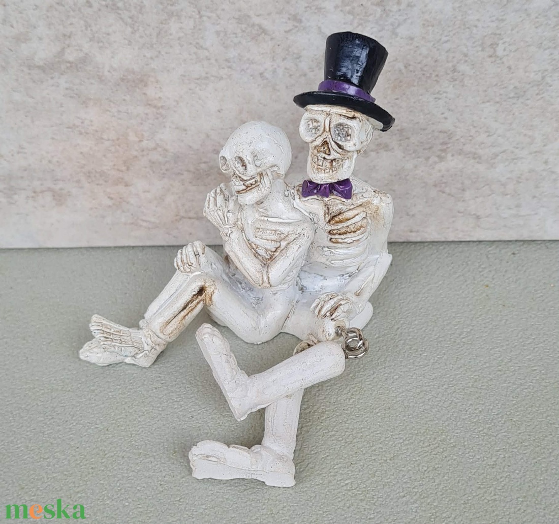 Csontváz, csontvázpár, halloweeni, őszi, dekorációs, figura, 8x7cm - kellékek & szerszámok - dekorációs kellékek - figurák - Meska.hu