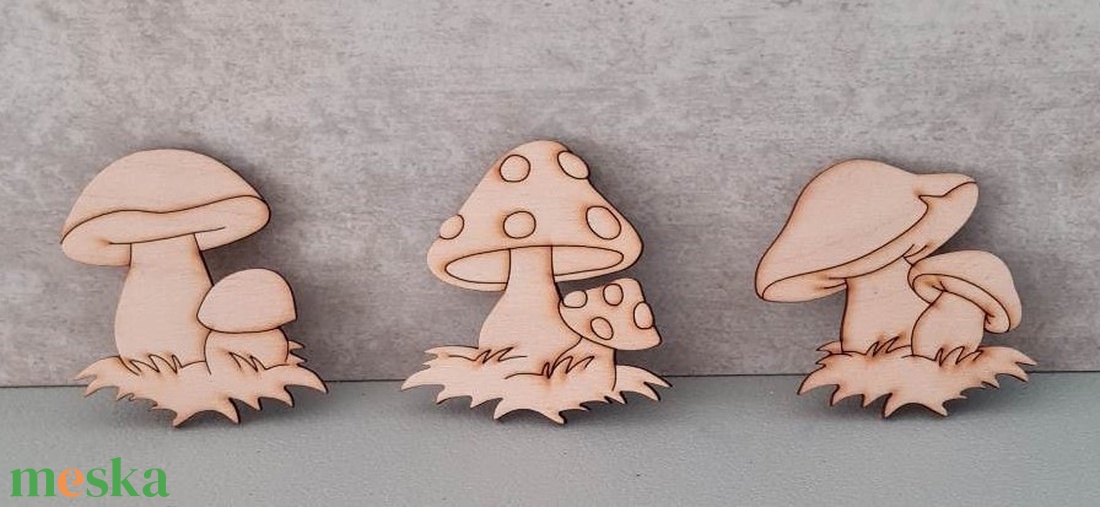 Gomba, natúr, lézervágott dekorációs kiegészítő, 6cm, 3db/cs. - kellékek & szerszámok - dekorációs kellékek - egyéb kellékek - Meska.hu