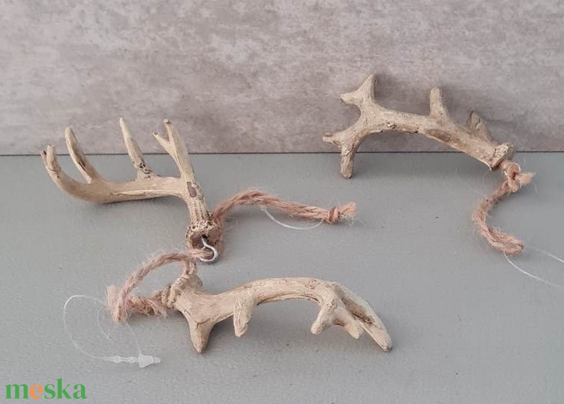 Szarvasagancs, agancs, kerámia, natúr, őszi dekorációs kiegészítő, 8cm - kellékek & szerszámok - dekorációs kellékek - termések, terméscsomagok - Meska.hu