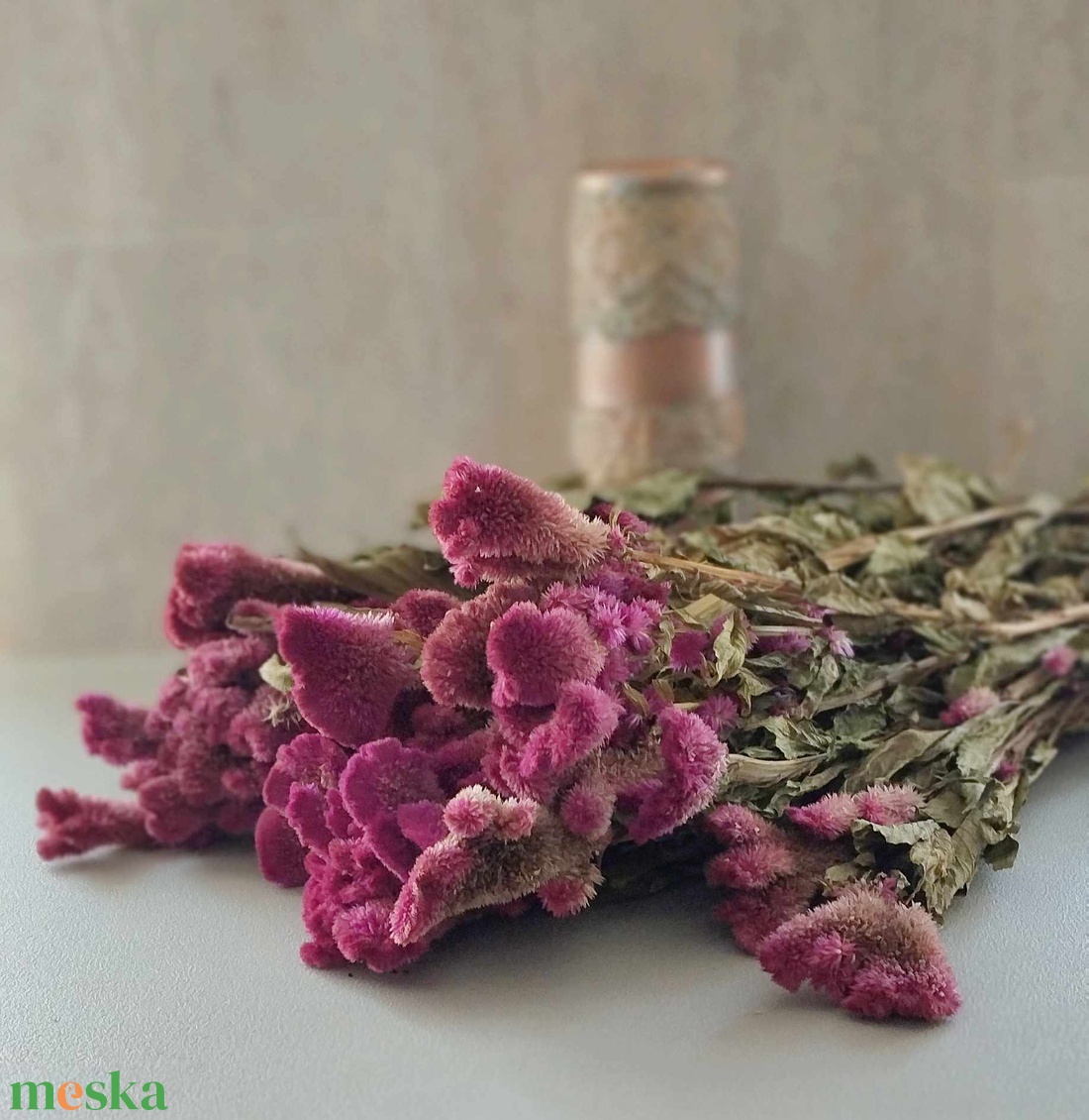 Kakastaréj, Celosia chief, száras, magenta, rózsaszín, szárazvirág, dekor - kellékek & szerszámok - dekorációs kellékek - egyéb kellékek - Meska.hu