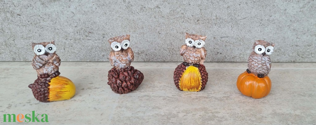  Bagoly tökön, gesztenyén, tobozon, makkon, halloweeni, őszi, dekorációs, figura - kellékek & szerszámok - dekorációs kellékek - figurák - Meska.hu