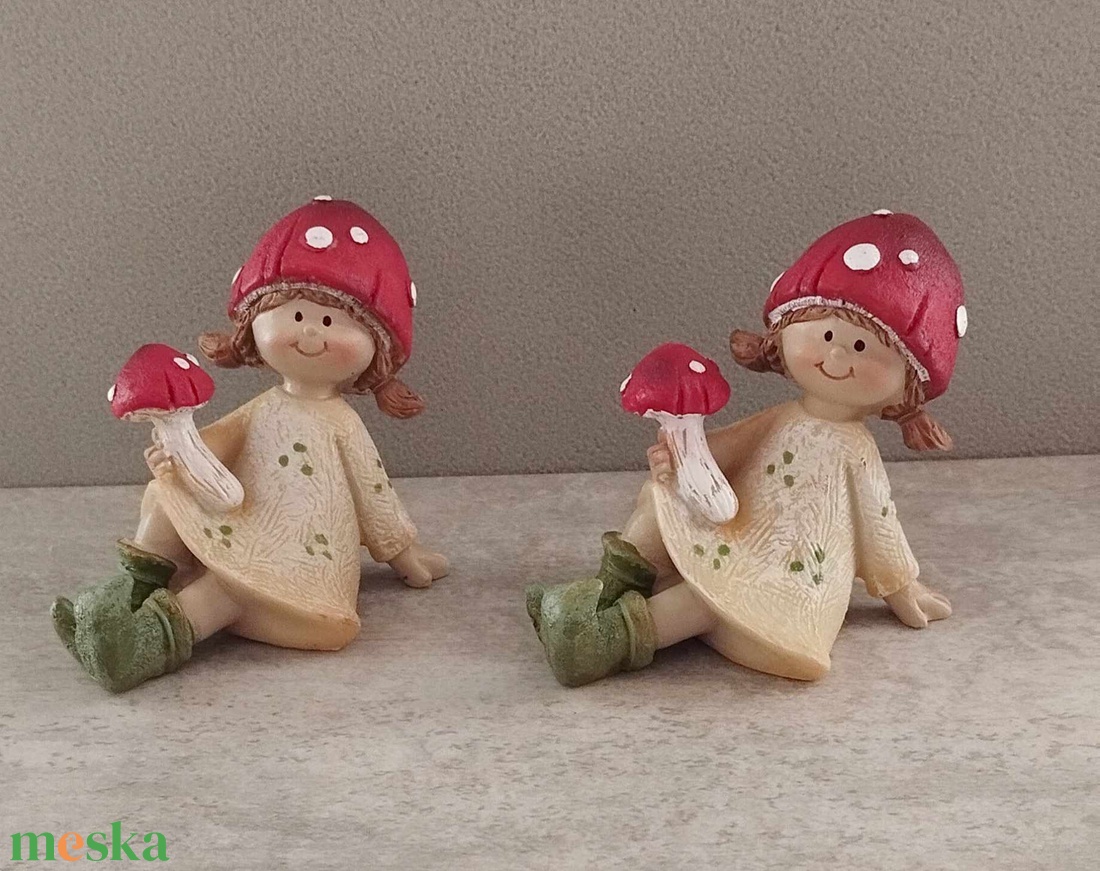 Gomba fiú, gomba lány, figura, őszi, nyári, tündérkert dekorációs kiegészítő, 7,5 cm - kellékek & szerszámok - dekorációs kellékek - figurák - Meska.hu