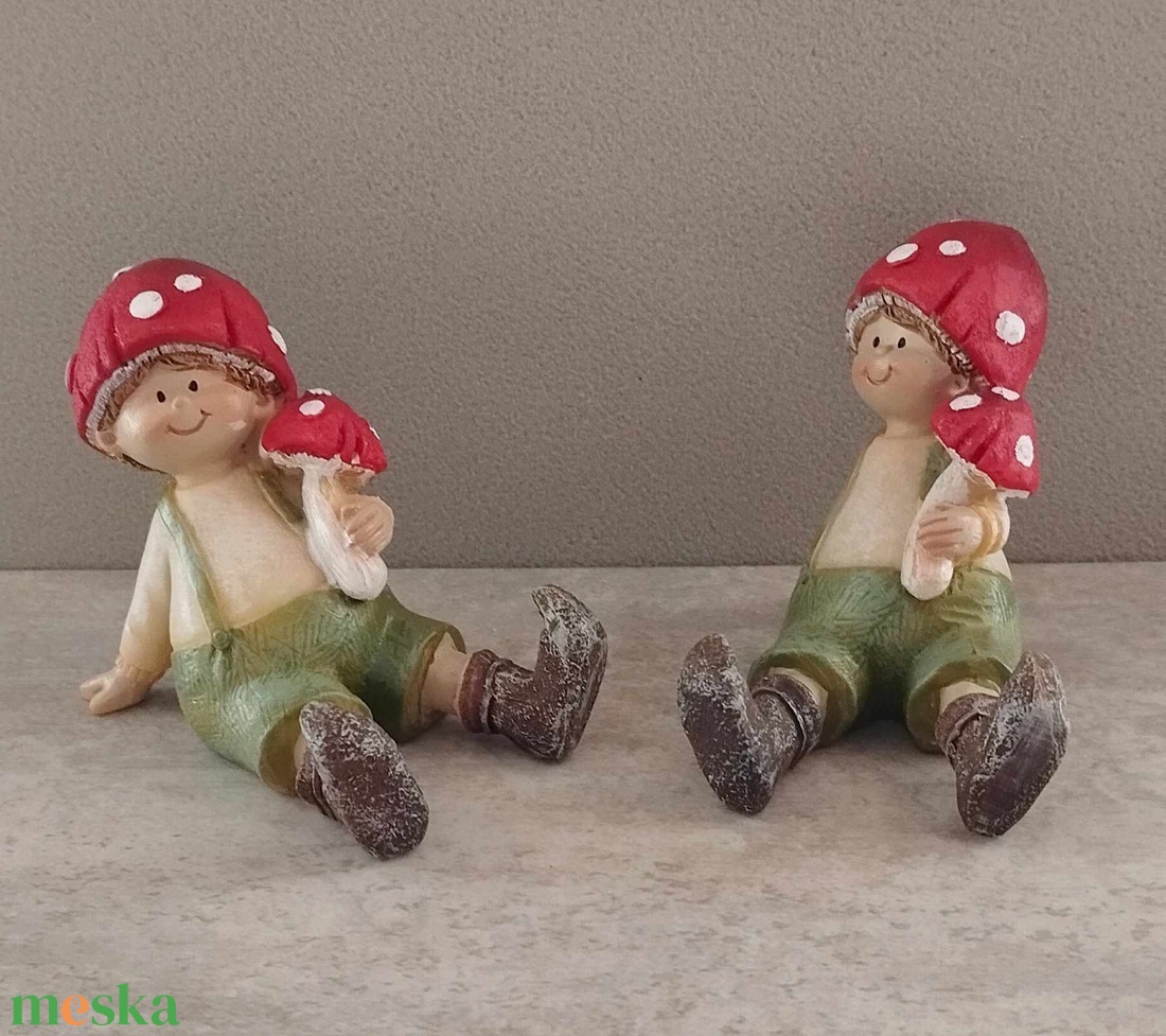 Gomba fiú, gomba lány, figura, őszi, nyári, tündérkert dekorációs kiegészítő, 7,5 cm - kellékek & szerszámok - dekorációs kellékek - figurák - Meska.hu