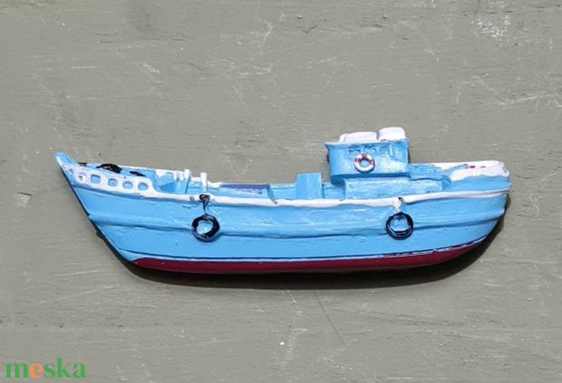 Halászbárka, hajó, csónak, öntapadós, nyári dekorációs figura, 9cm - kellékek & szerszámok - dekorációs kellékek - figurák - Meska.hu