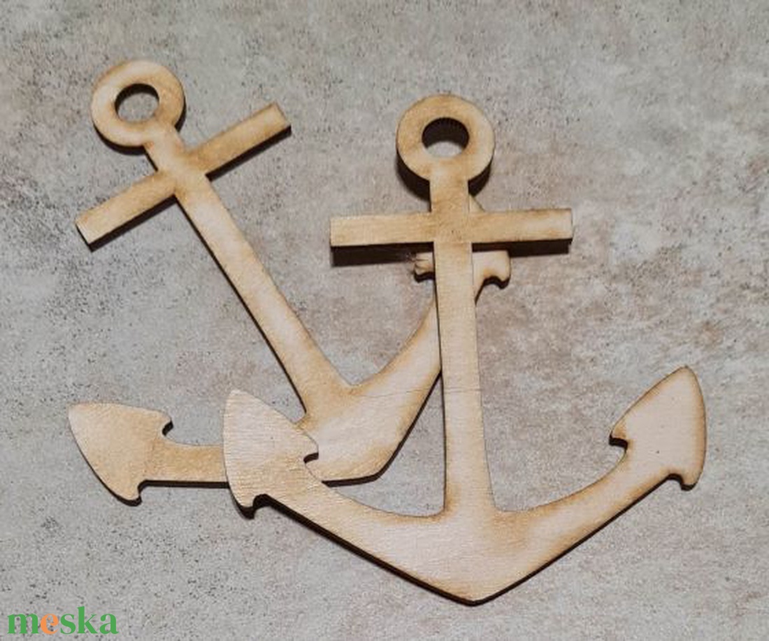 Vasmacska, horgony, natúr, lézervágott, nyári fa dekoráció, 10cm - kellékek & szerszámok - dekorációs kellékek - egyéb kellékek - Meska.hu
