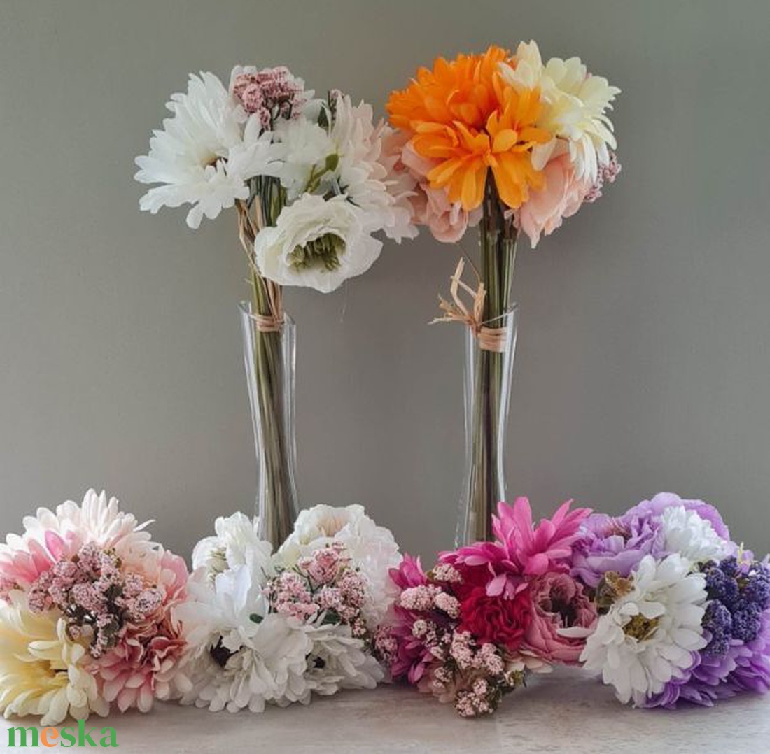 Gerbera, Peony, vegyes csokor, műnövény, dekorációs kiegészítő, több színben - kellékek & szerszámok - dekorációs kellékek - egyéb kellékek - Meska.hu