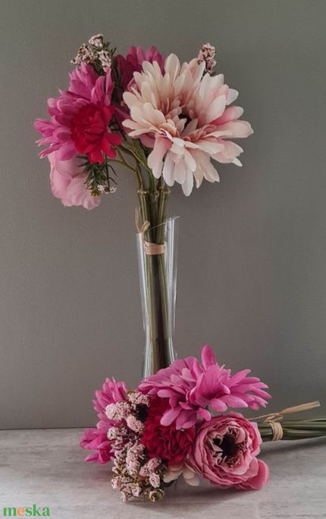 Gerbera, Peony, vegyes csokor, műnövény, dekorációs kiegészítő, több színben - kellékek & szerszámok - dekorációs kellékek - egyéb kellékek - Meska.hu