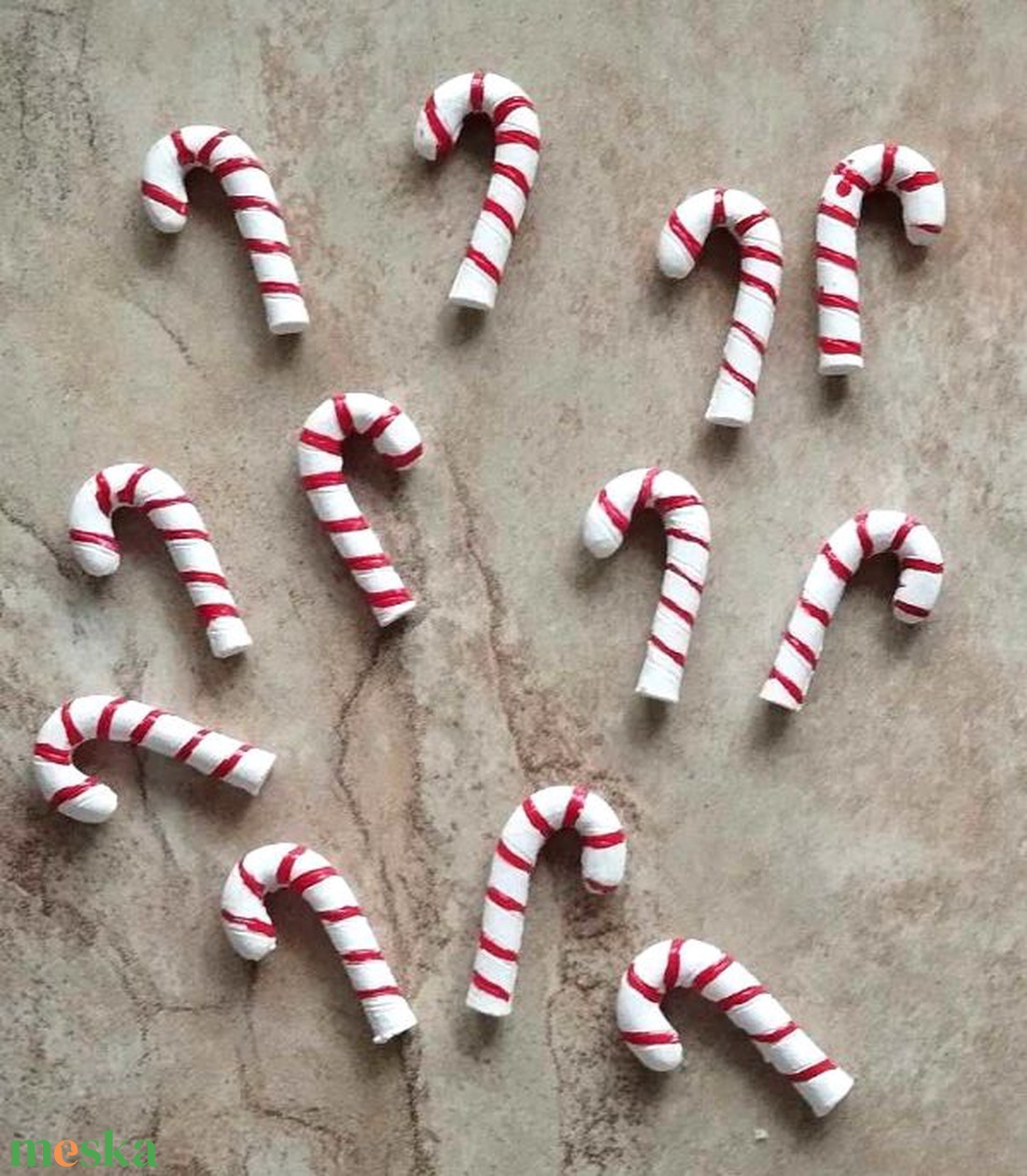 Cukorbot, Candy cane, nyalóka, öntapadós, karácsonyi, adventi hobby, kreatív, dekor termék, 4cm - kellékek & szerszámok - dekorációs kellékek - figurák - Meska.hu