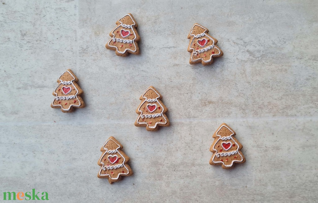 Mézeskalács karácsonyfa, mini fenyőfa, öntapadós, karácsonyi, adventi dekorációs figura - kellékek & szerszámok - dekorációs kellékek - figurák - Meska.hu