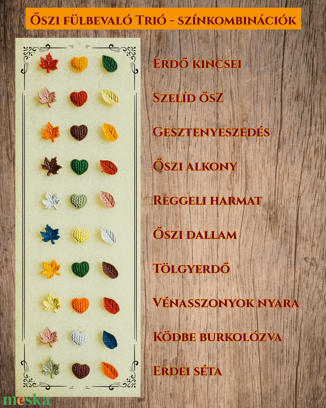 Őszi beszúrós fülbevaló trió - ékszer - fülbevaló - pötty fülbevaló - Meska.hu