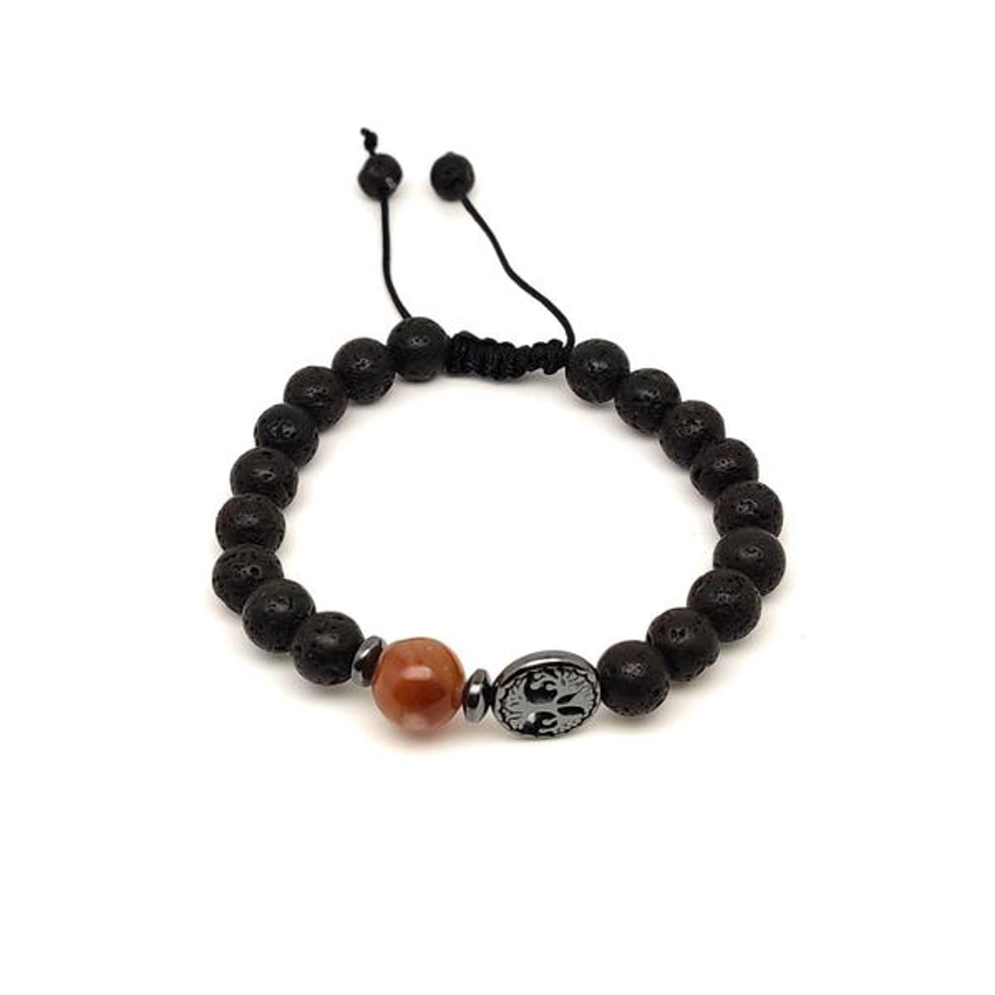 Bazalt életfa karkötő Achát Indiai gyönggyel 8 mm - ékszer - karkötő - ásványkarkötő - Meska.hu