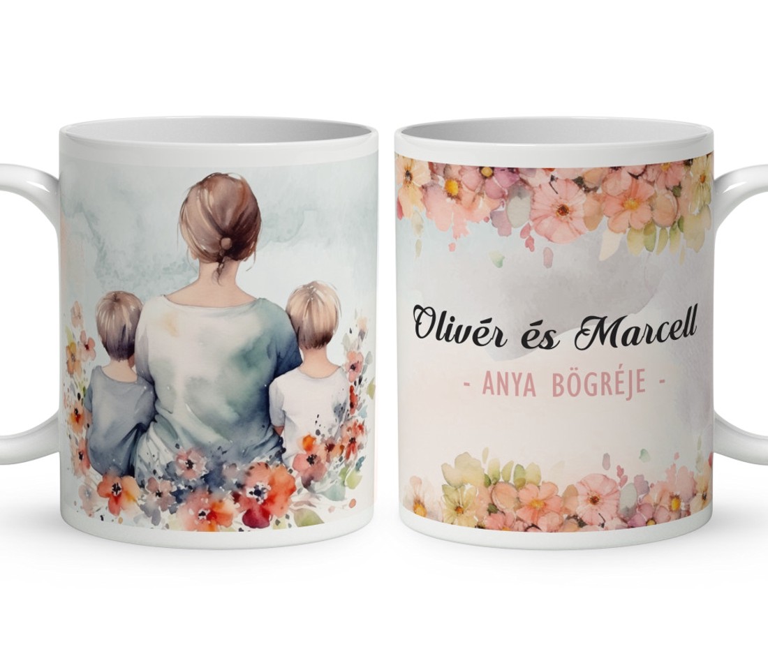 Kérd a neveddel - Anya és két fia mintás bögre - otthon & életmód - konyhafelszerelés, tálalás - tálalás - bögre & csésze - Meska.hu